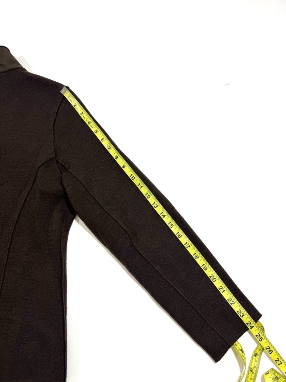 New Eileen Fisher Notch Collar Jacket Blazer Merino Wool Lamb Leather Peat Brown - Picture 8 of 8